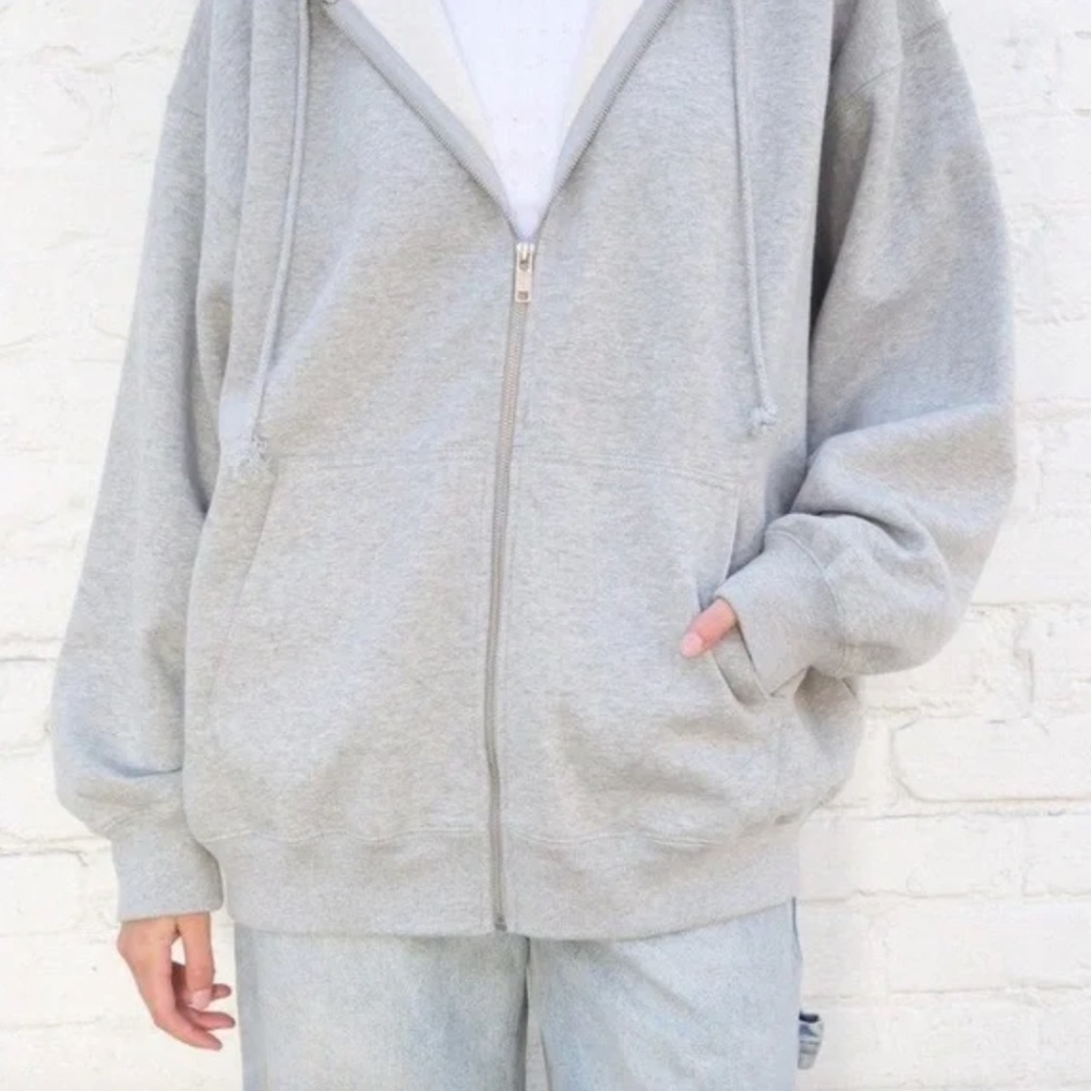 Brandy Melville Gray Zip-Up Hoodie